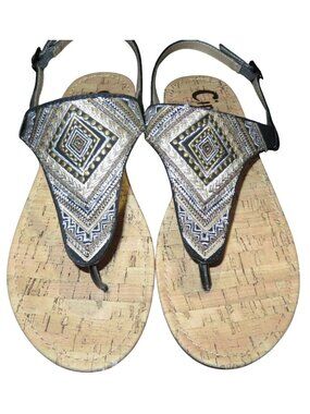 Sam Edelman Brita Flat Circus NY Ethnic Egyptian Embellished Embroidered Sandals